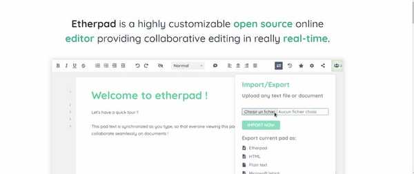 Etherpad best free and open source microsoft word alternative 