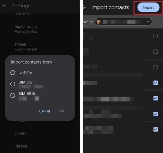 import contacts google account