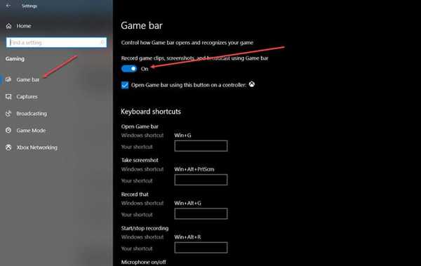 gamebar screenshot option windows